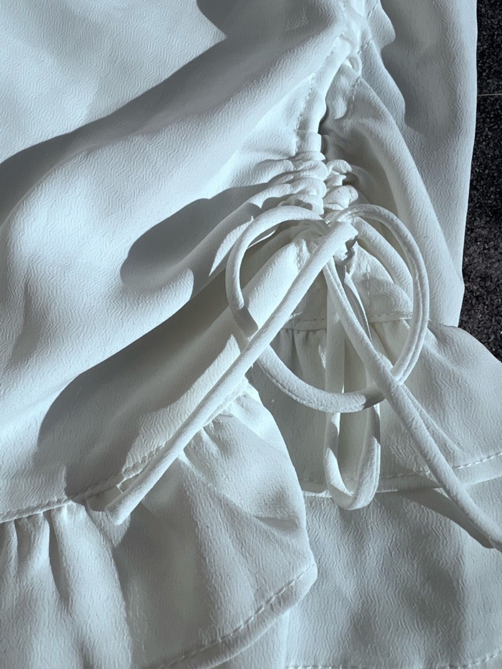 Maniere De Voir White Puffy Sleeve Cut Out Ruched Sides Bodycon Mini Dress M - Picture 5 of 9